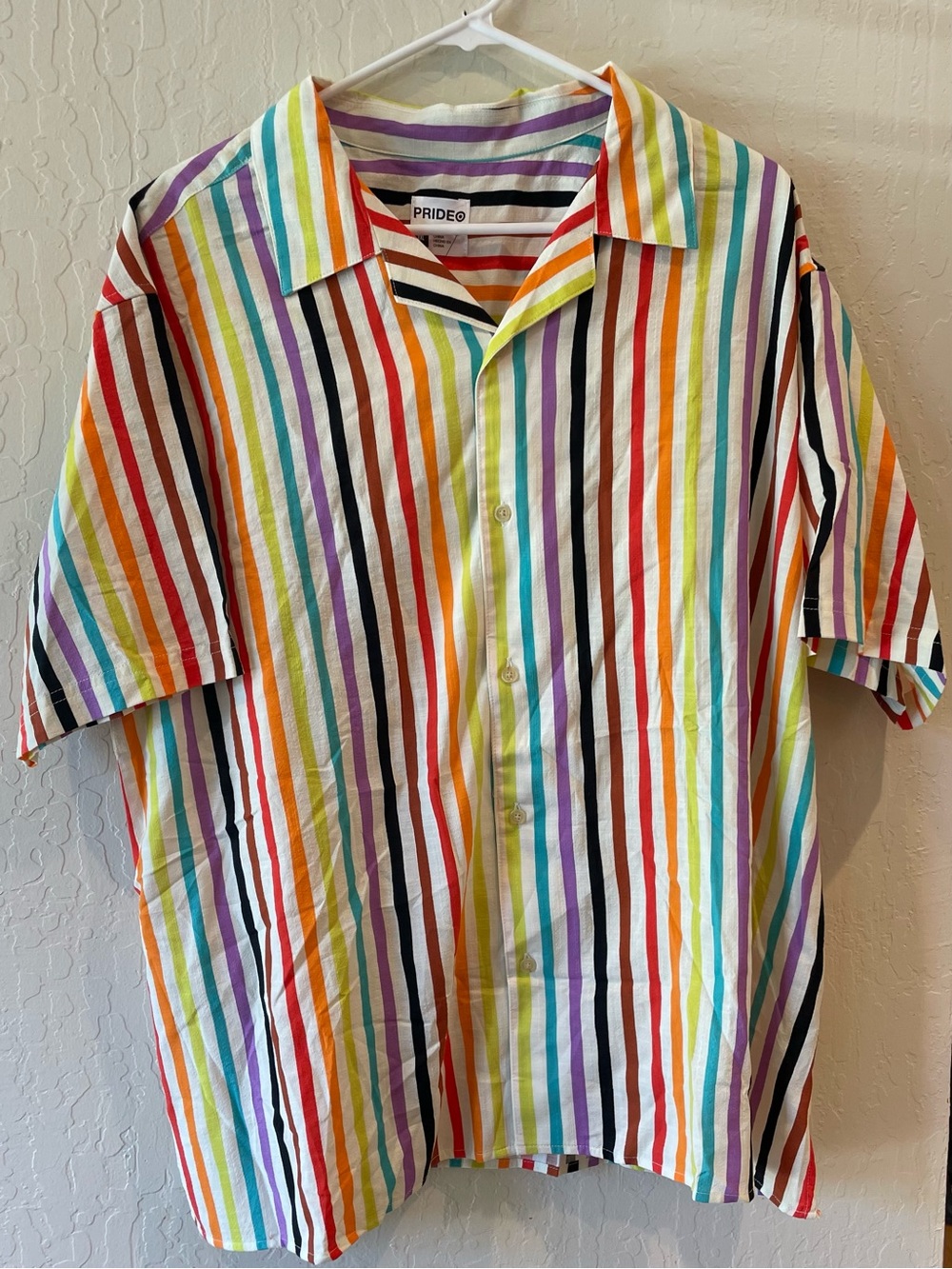 Target Pride Rainbow Stripe Short-Sleeve Button-Down Shirt
